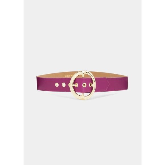 Sergio Hudson Signature Leather Belt - Magenta Size 28